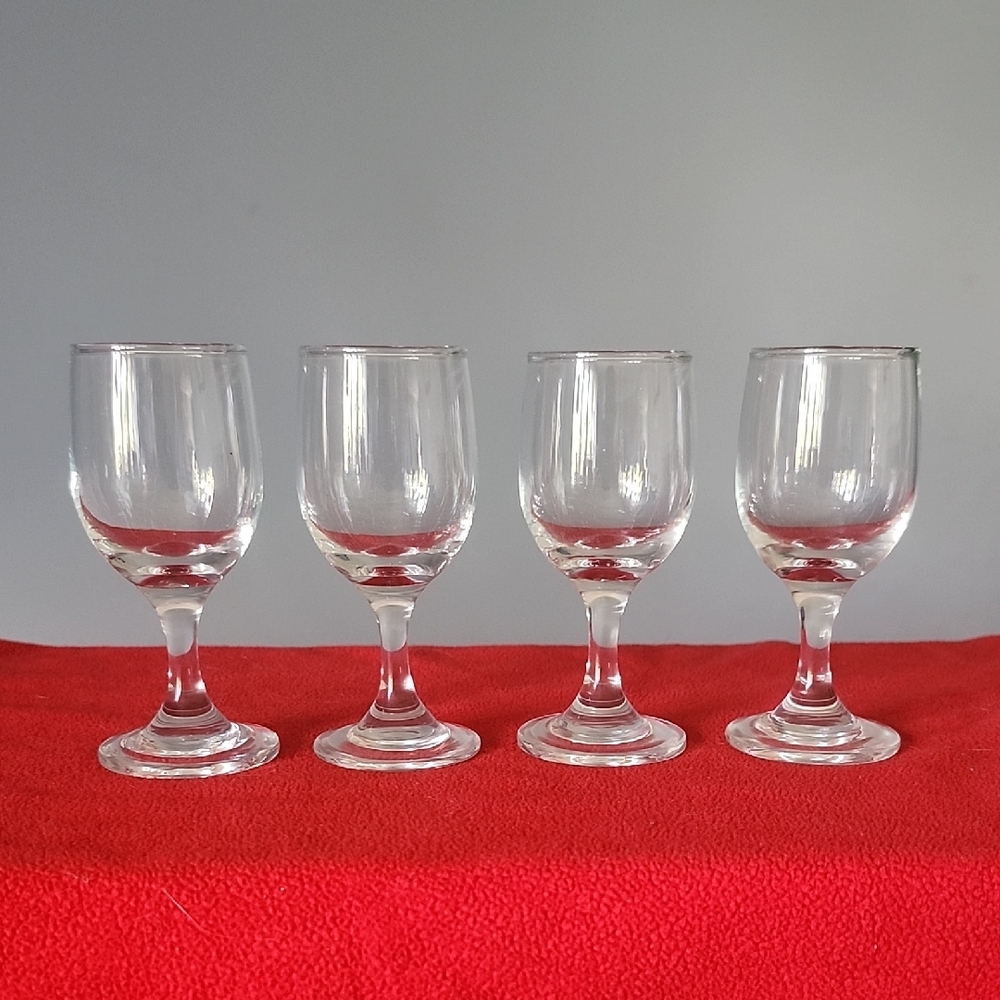 Set of Four Clear Liquer Glasses